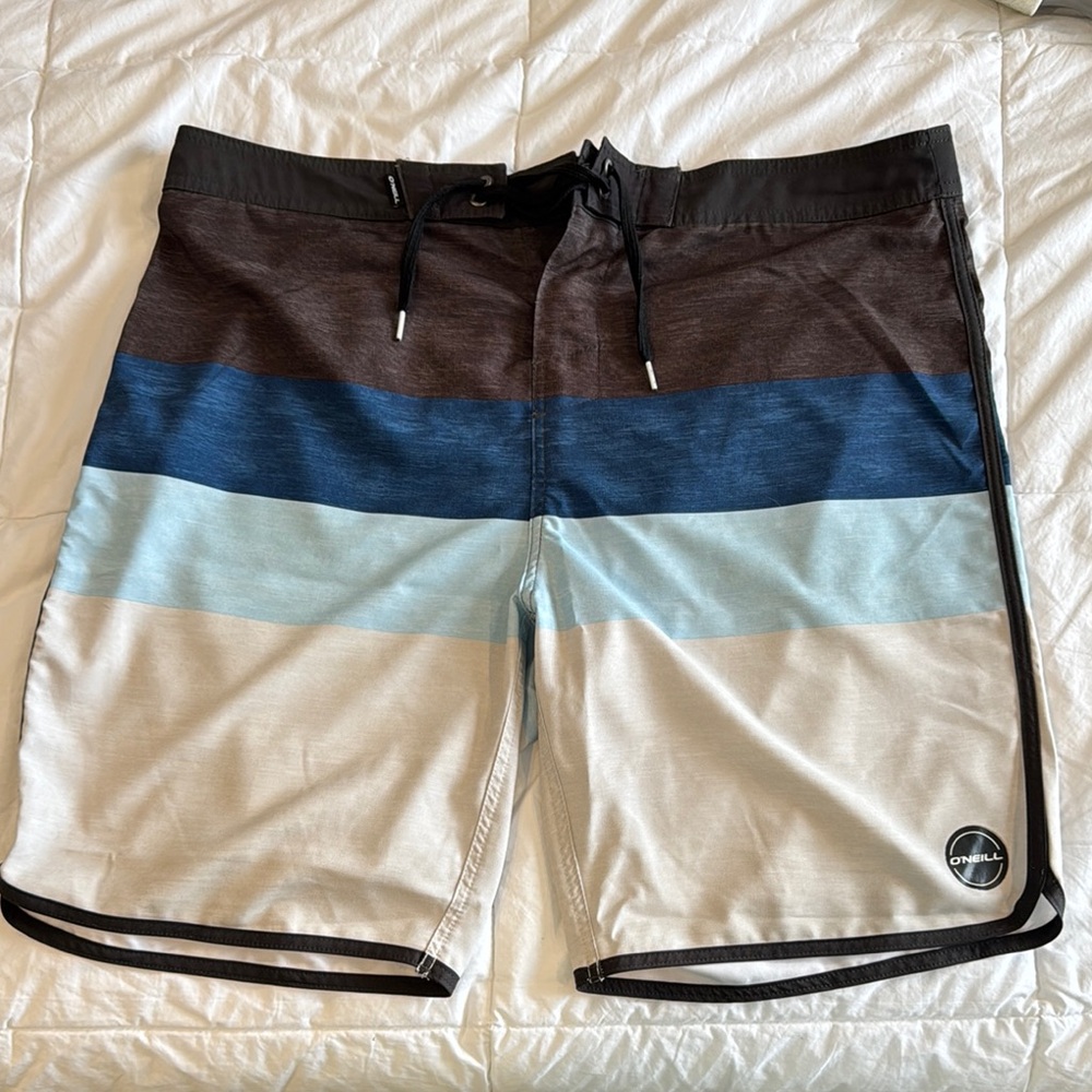 O'Neill Brown and Blue Hybrid Swim Trunks